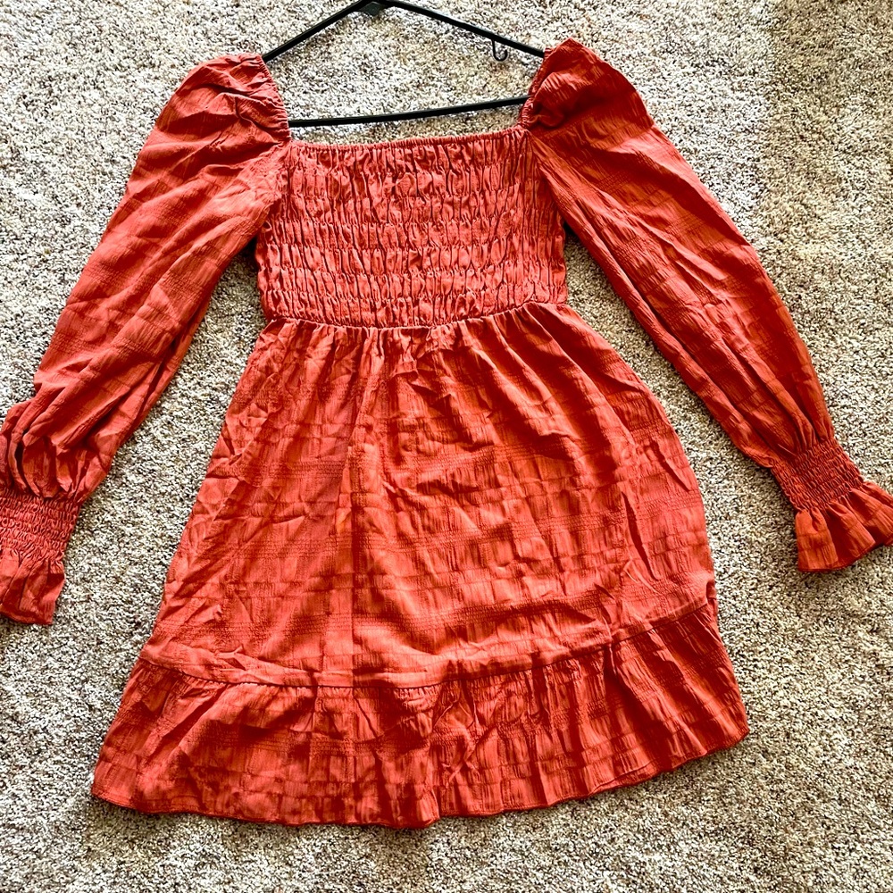 Brand New Shein Shirred Bodice Ruffle Hem Dress